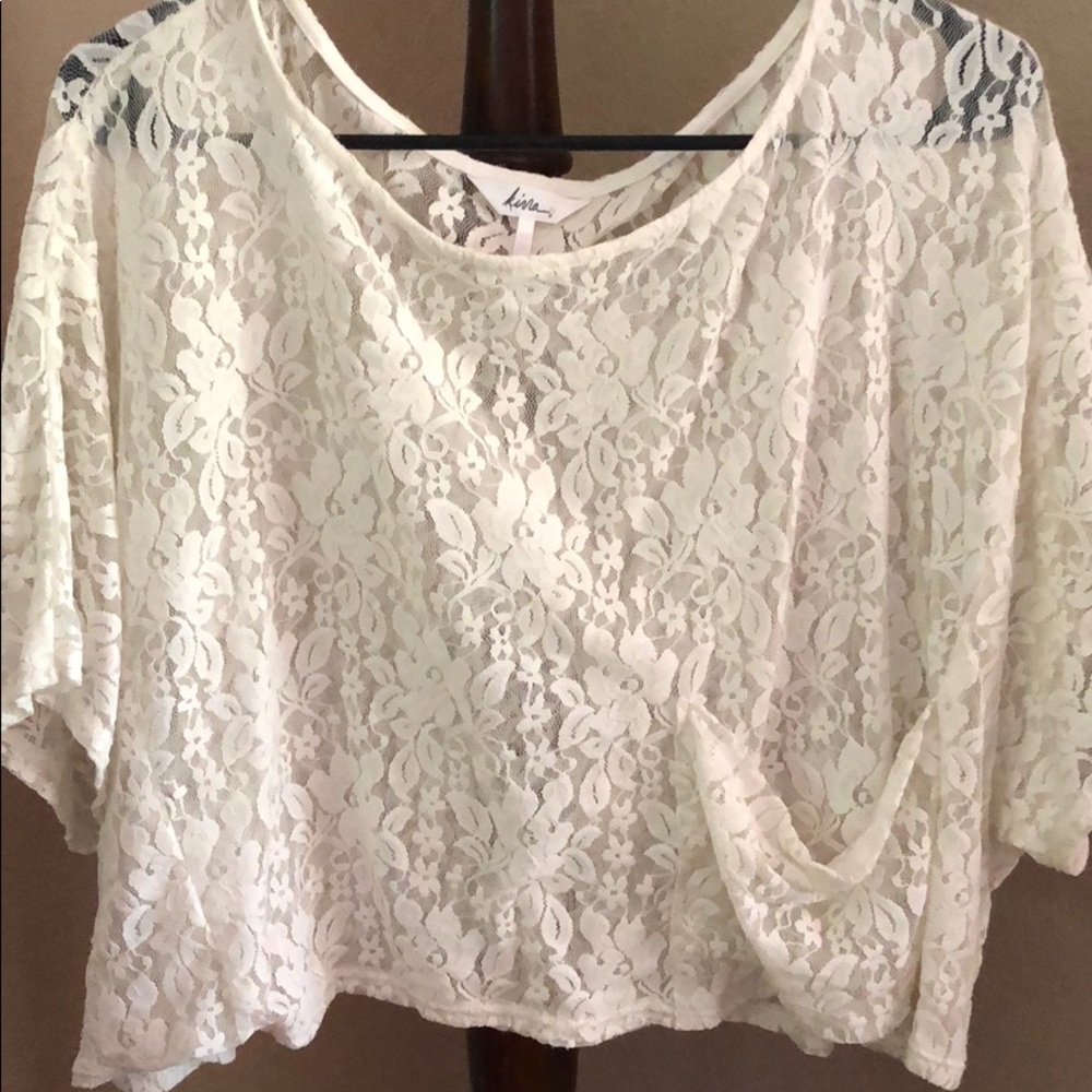 Kirra Lacy Cream Sheer Top